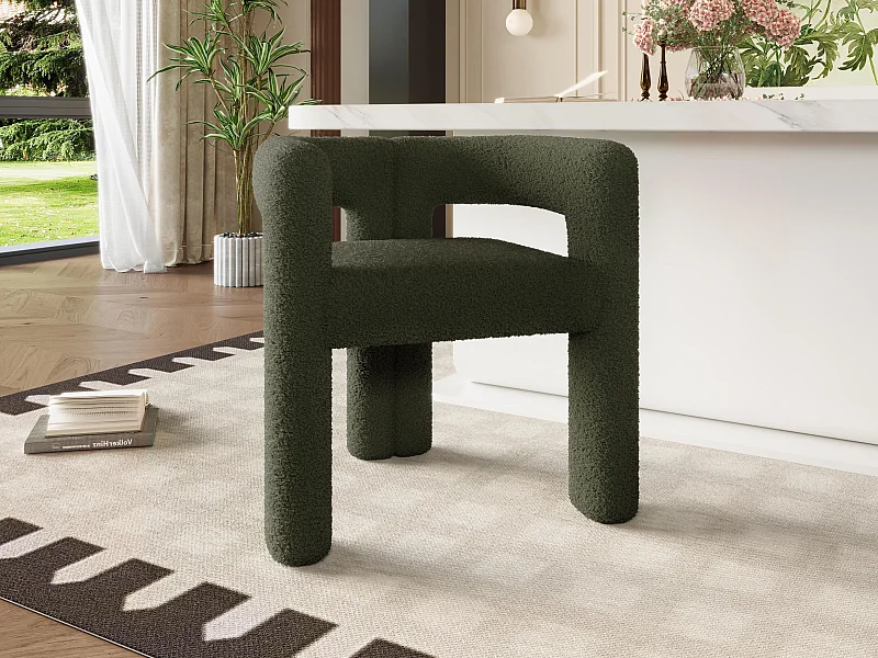 Chaise en velours Teddy vert - style patchwork - idéale pour café, salon ou repas en famille