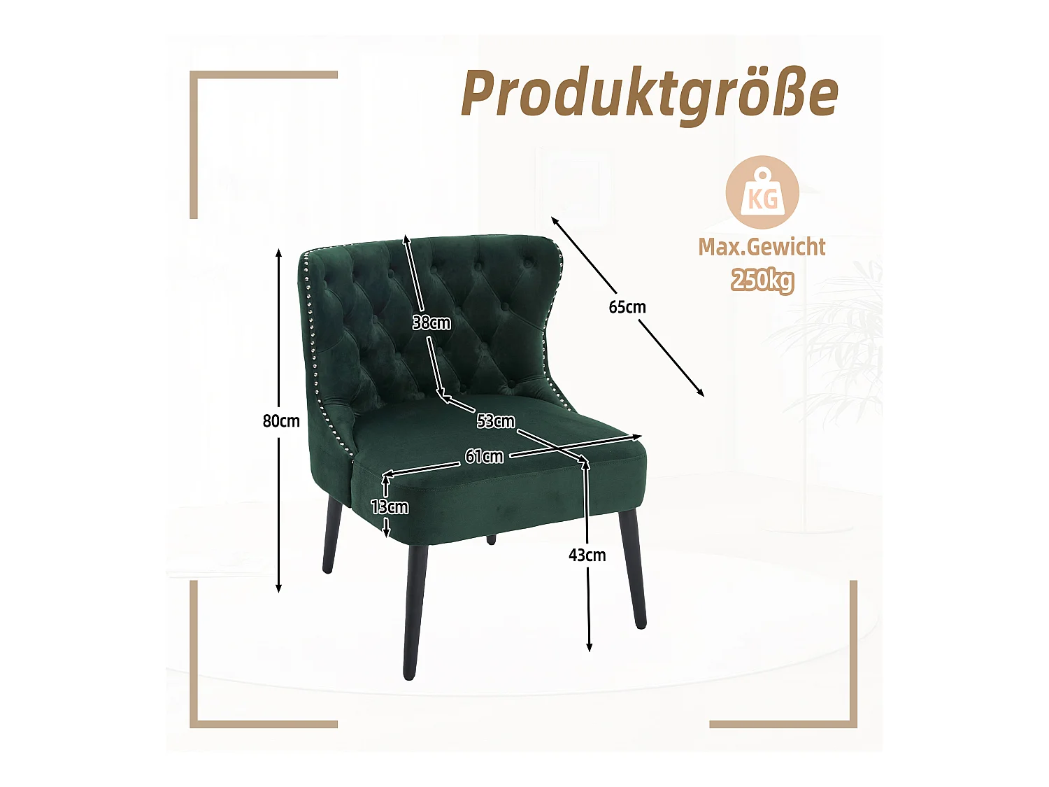 Chaise de luxe en velours Vert - Confort et élégance - Idéale pour salle à manger