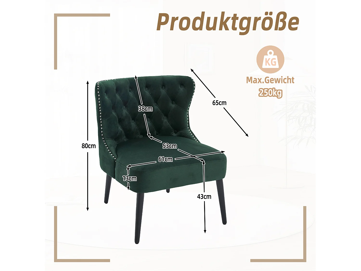 Chaise de luxe en velours Vert - Confort et élégance - Idéale pour salle à manger