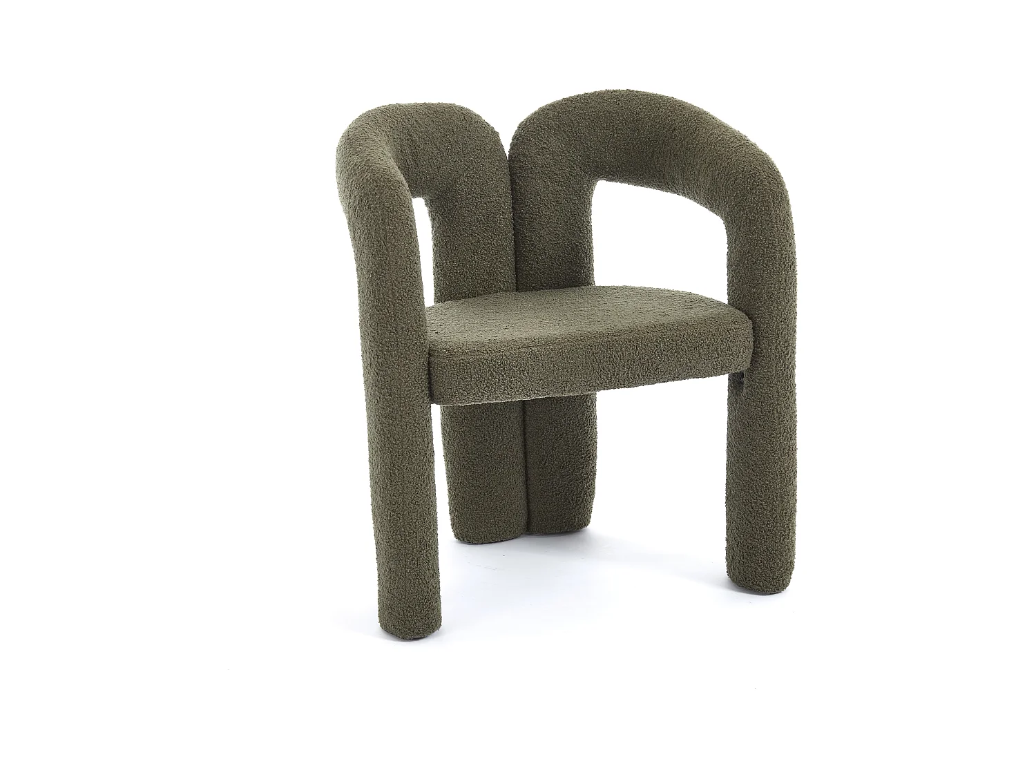 Lot de 2 chaises de salle à manger — en teddy vert — accoudoirs design à deux arcs - élégant et confortable