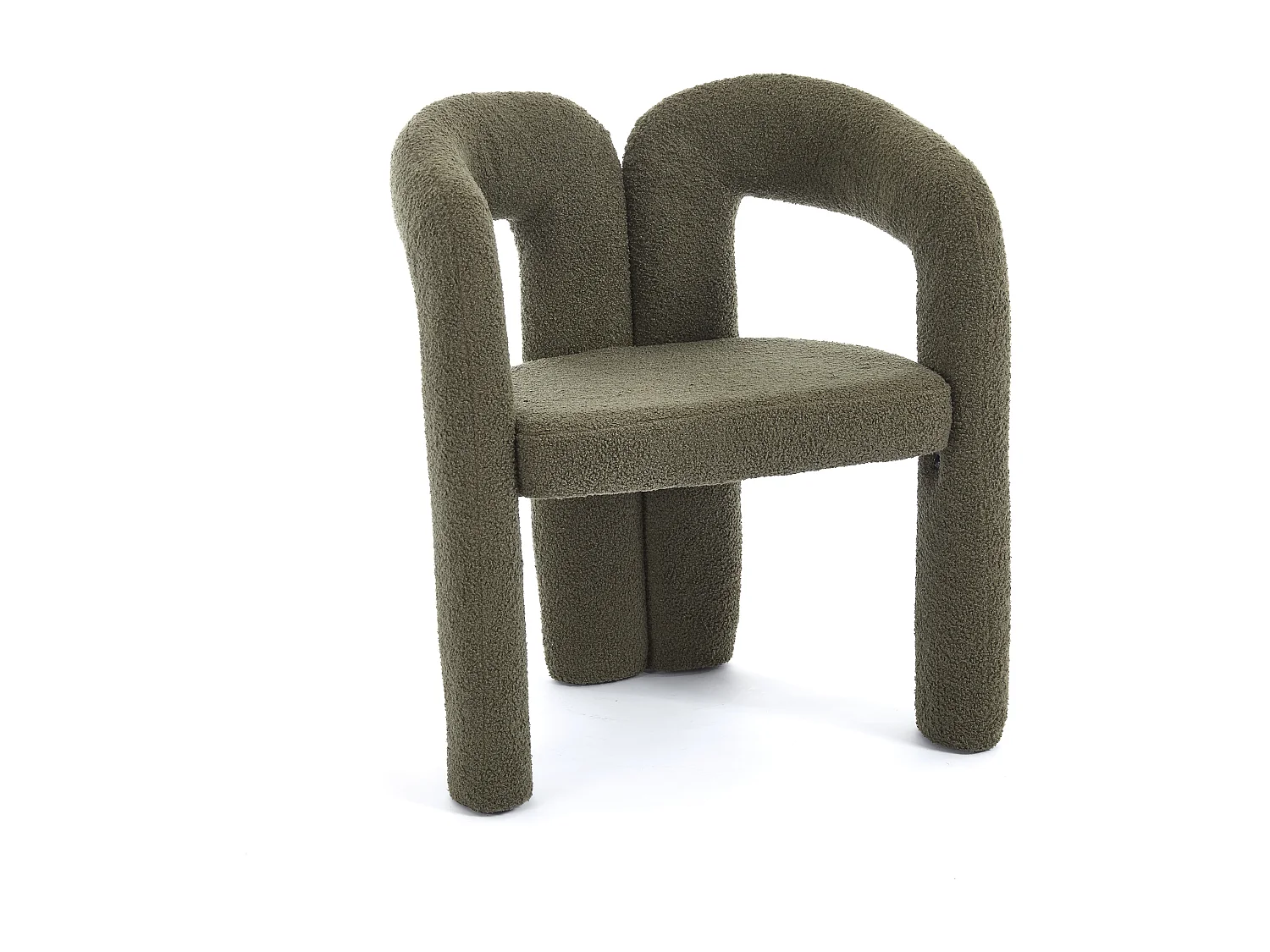 Lot de 2 chaises de salle à manger — en teddy vert — accoudoirs design à deux arcs - élégant et confortable