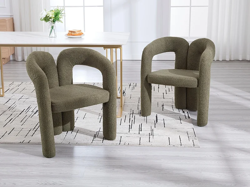 Set van 2 eetkamerstoelen - teddy - design dubbele gebogen armleuningen - elegant en comfortabel