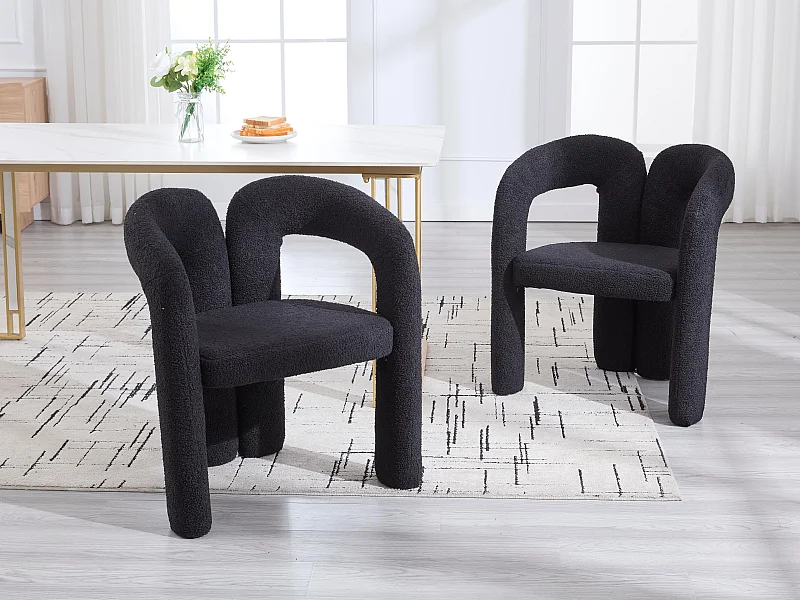 Set van 2 eetkamerstoelen - teddy - design dubbele gebogen armleuningen - elegant en comfortabel
