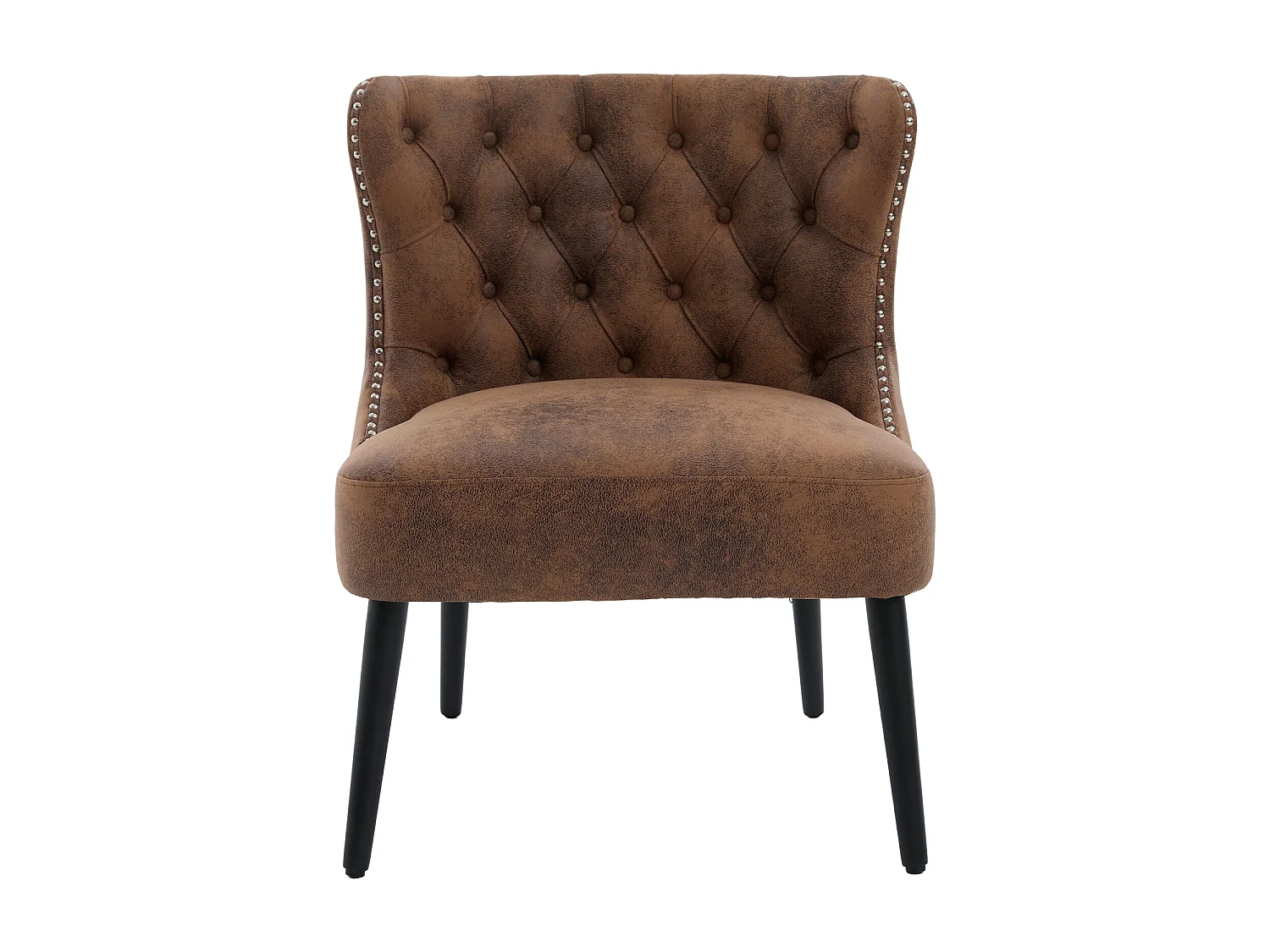 Chaise de luxe vintage en microfibre marron - Confort et élégance - Idéale pour salle à manger