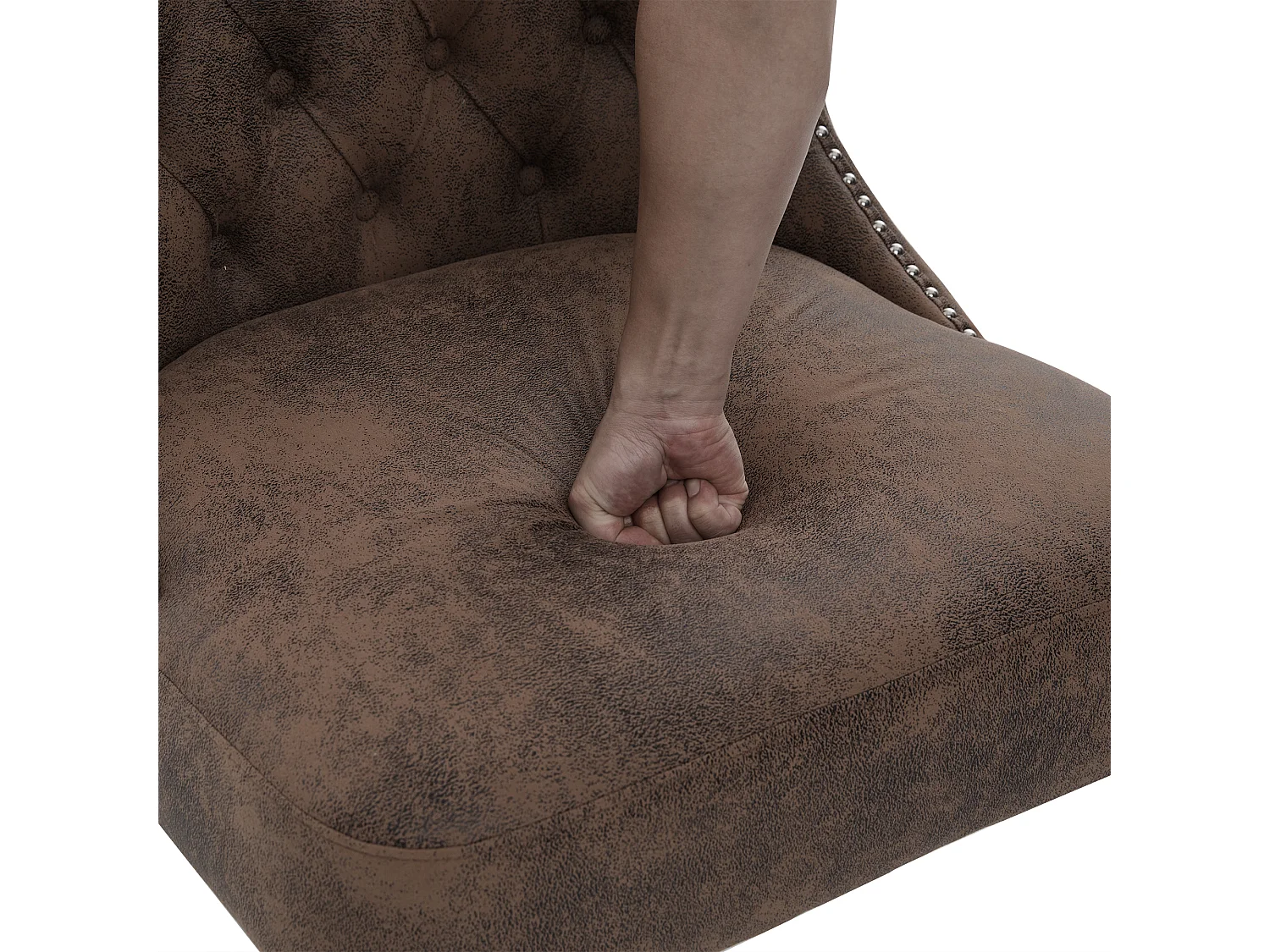 Chaise de luxe vintage en microfibre marron - Confort et élégance - Idéale pour salle à manger