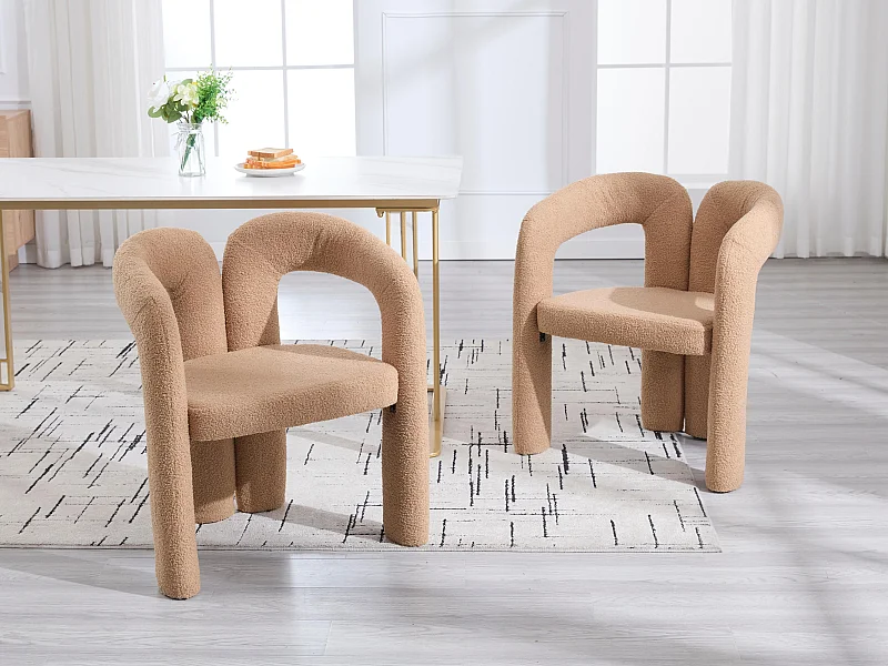 Set van 2 eetkamerstoelen - teddy - design dubbele gebogen armleuningen - elegant en comfortabel