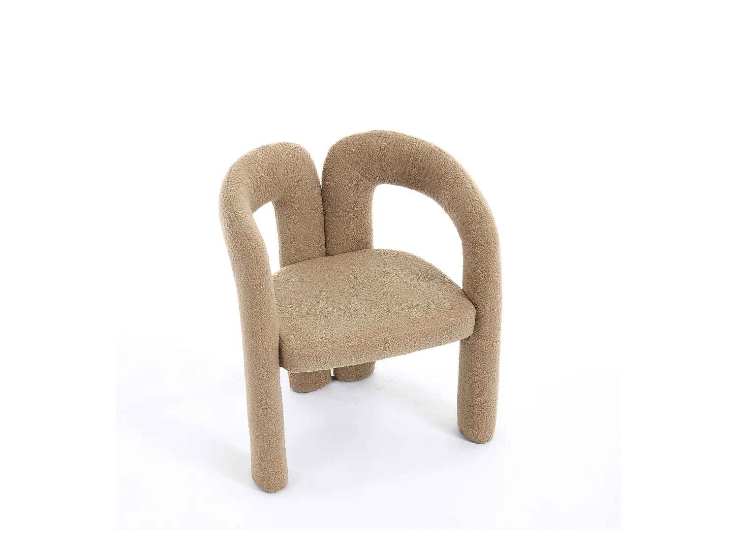 Lot de 2 chaises de salle à manger — en teddy camel — accoudoirs design à deux arcs - élégant et confortable