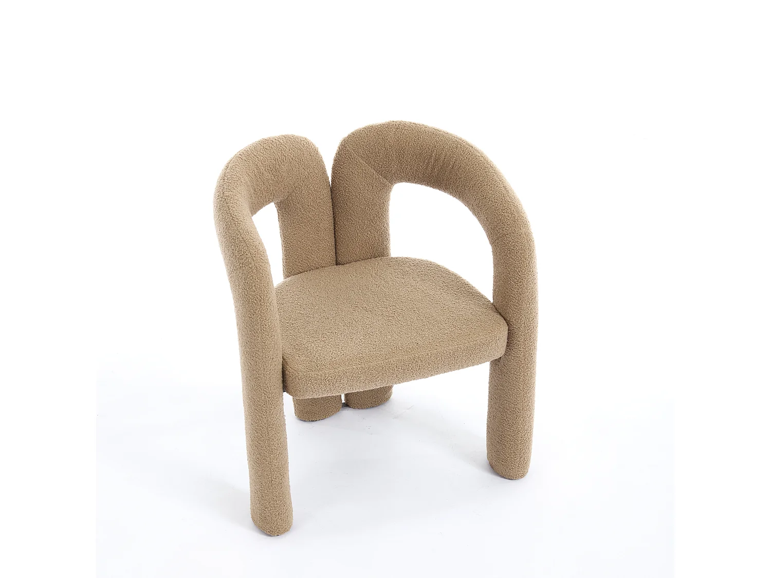 Lot de 2 chaises de salle à manger — en teddy camel — accoudoirs design à deux arcs - élégant et confortable