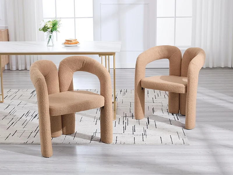 Set van 2 eetkamerstoelen - teddy - design dubbele gebogen armleuningen - elegant en comfortabel