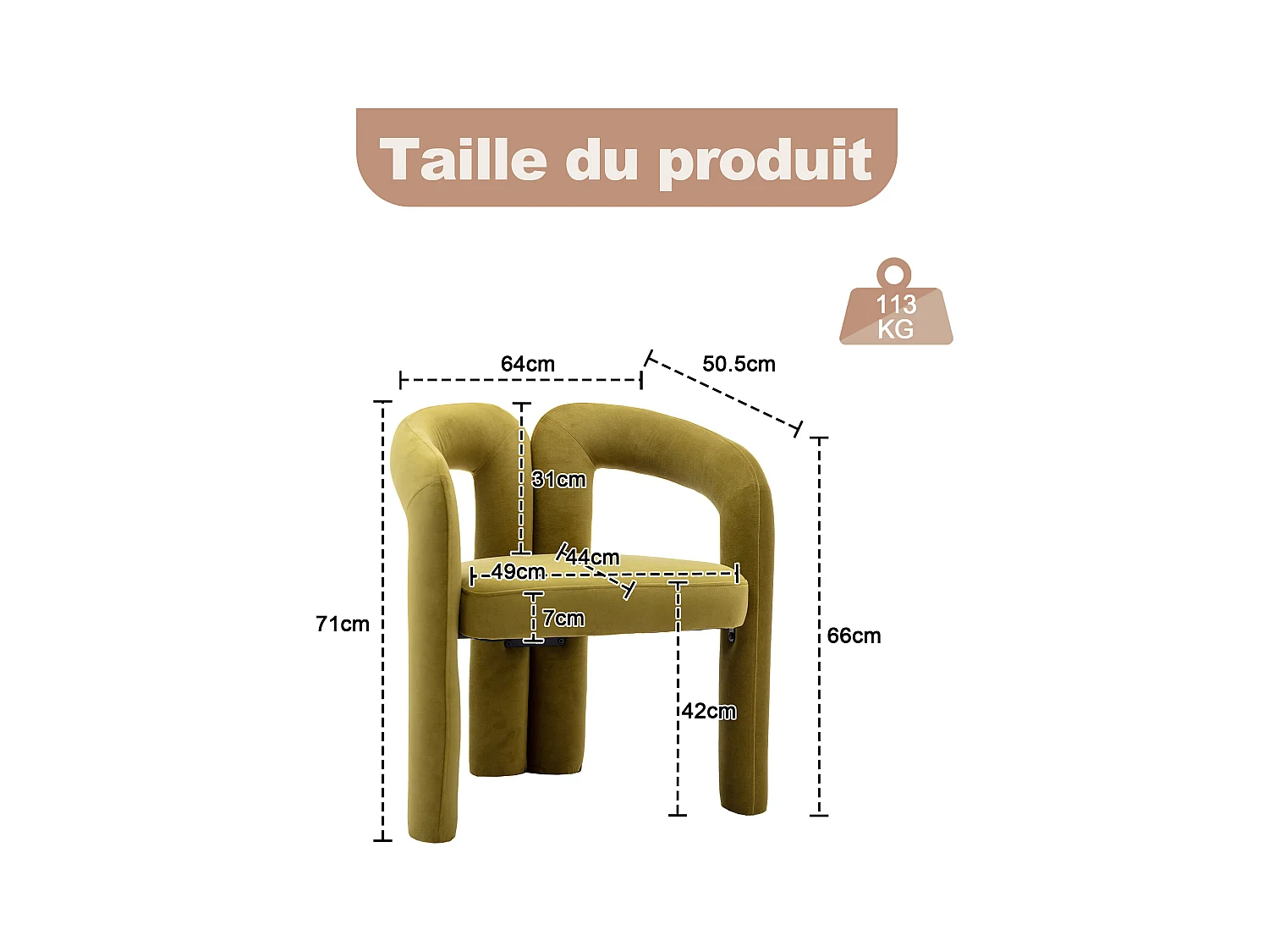 Lot de 2 chaises de salle à manger — velours vert sapin — accoudoirs design à deux arcs - élégant et confortable