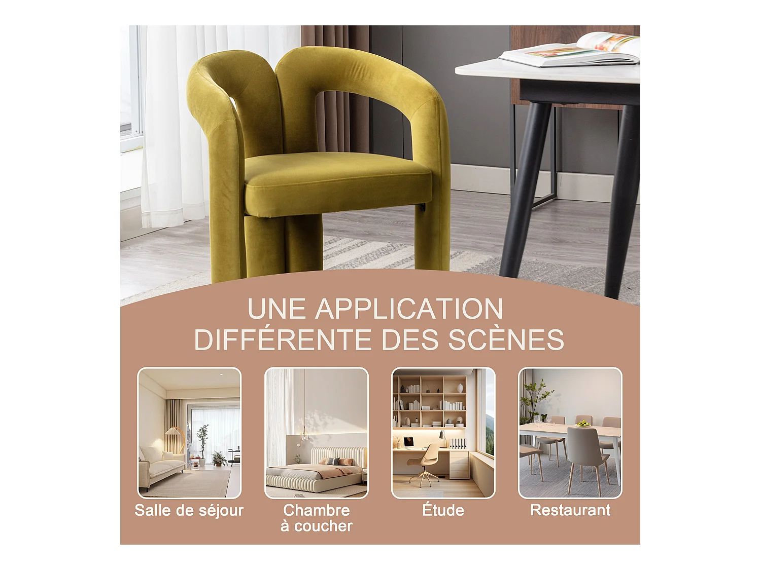 Lot de 2 chaises de salle à manger — velours vert sapin — accoudoirs design à deux arcs - élégant et confortable