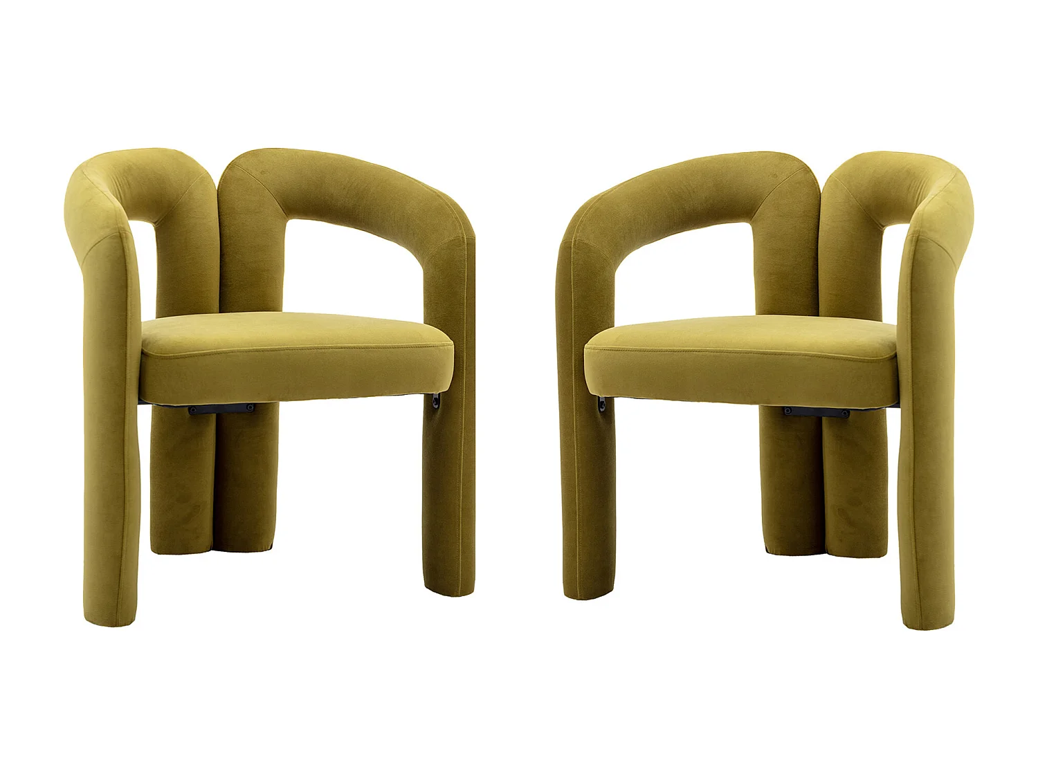 Lot de 2 chaises de salle à manger — velours vert sapin — accoudoirs design à deux arcs - élégant et confortable