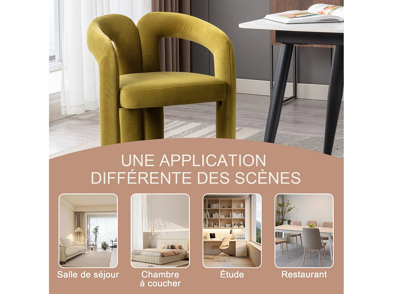 Set van 2 eetkamerstoelen - dennengroen fluweel - dubbele gebogen design armleuningen - elegant en comfortabel