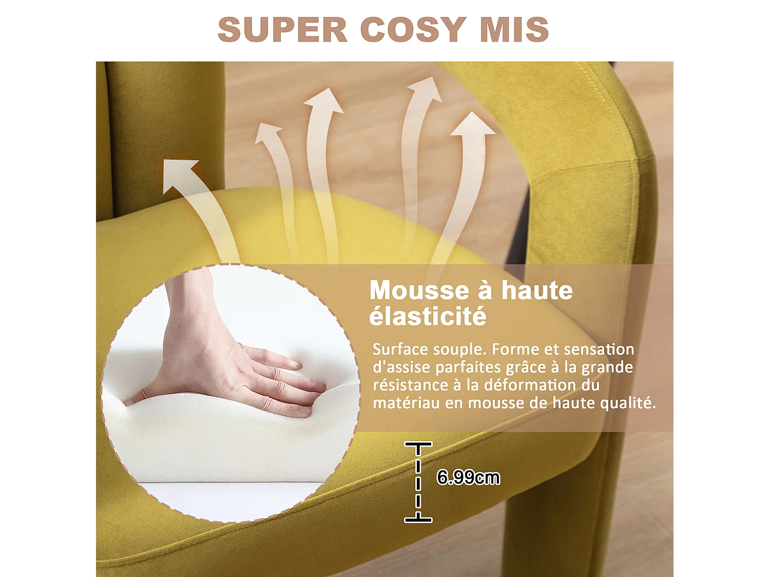 Set van 2 eetkamerstoelen - dennengroen fluweel - dubbele gebogen design armleuningen - elegant en comfortabel