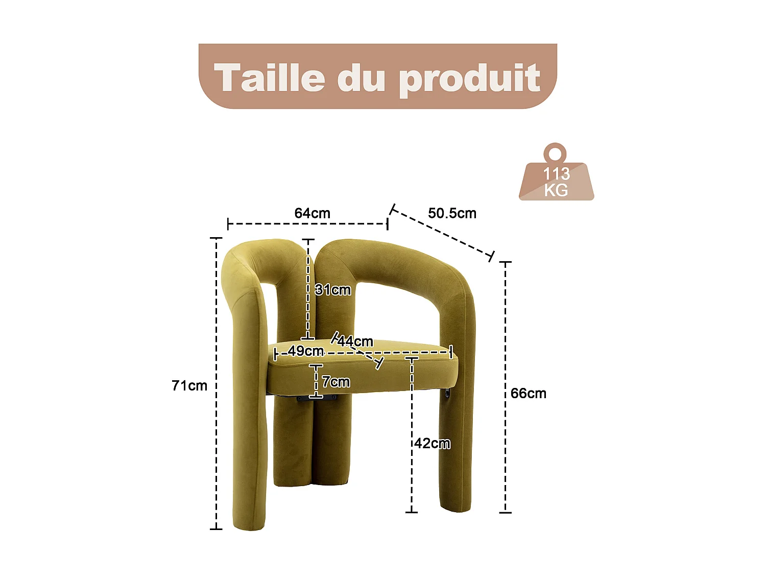 Lot de 2 chaises de salle à manger — velours vert sapin — accoudoirs design à deux arcs - élégant et confortable
