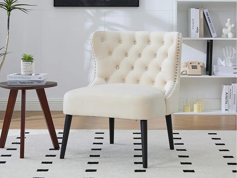 Chaise de luxe en velours beige - Confort et élégance - Idéale pour salle à manger