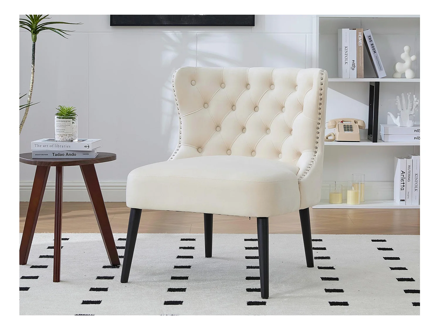 Chaise de luxe en velours beige - Confort et élégance - Idéale pour salle à manger