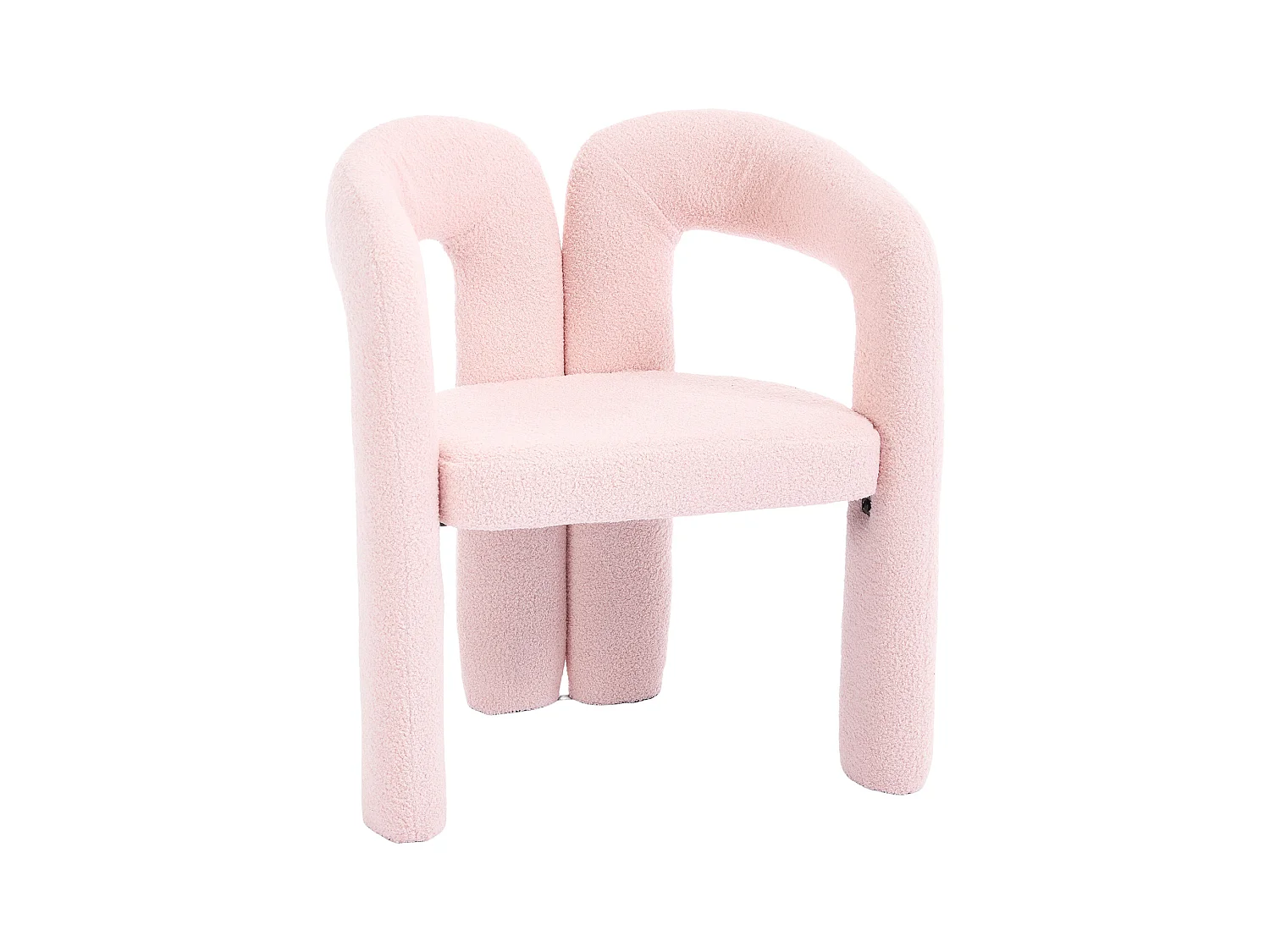 Lot de 2 chaises de salle à manger — en teddy rose — accoudoirs design à deux arcs - élégant et confortable