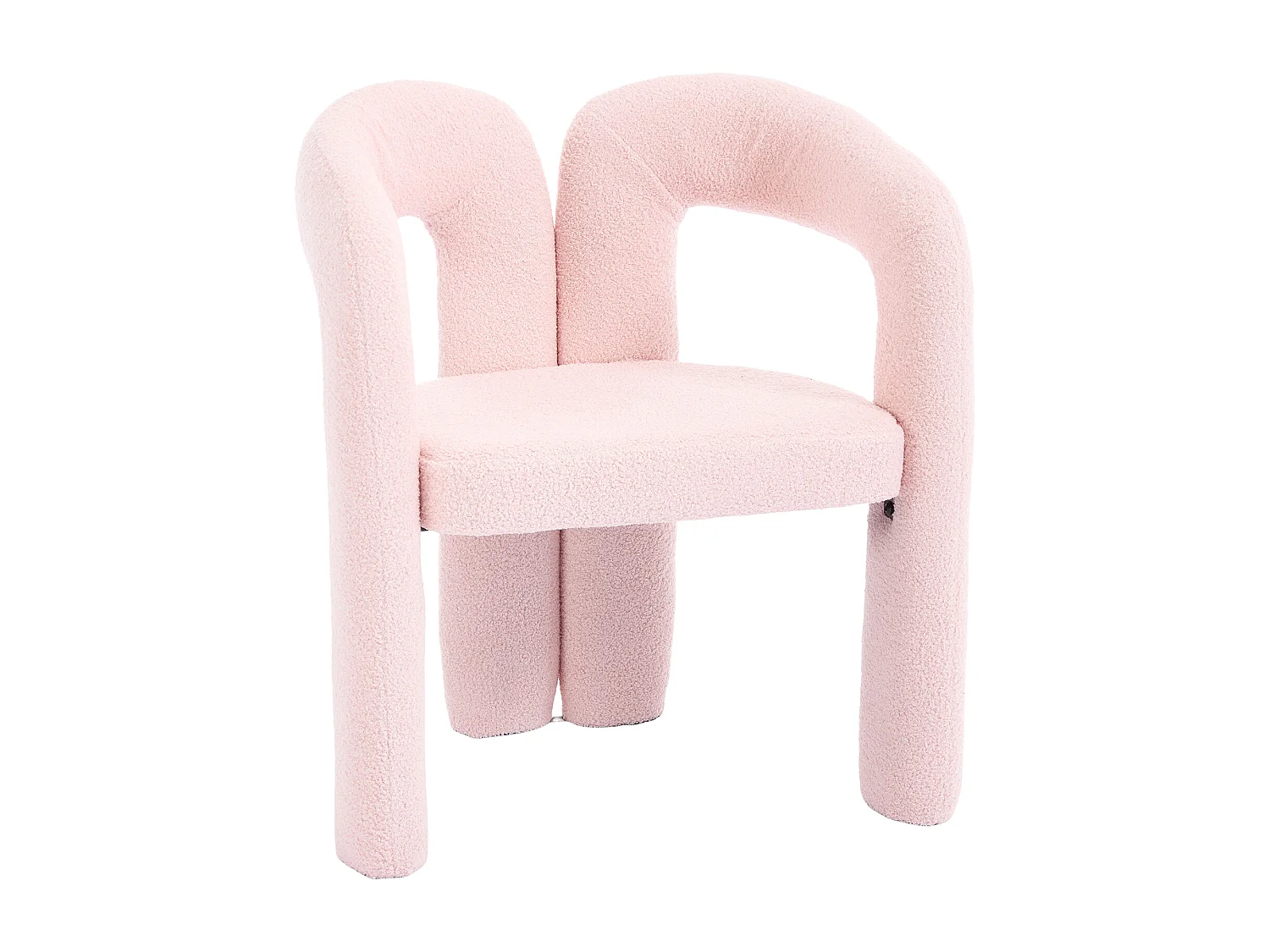 Lot de 2 chaises de salle à manger — en teddy rose — accoudoirs design à deux arcs - élégant et confortable