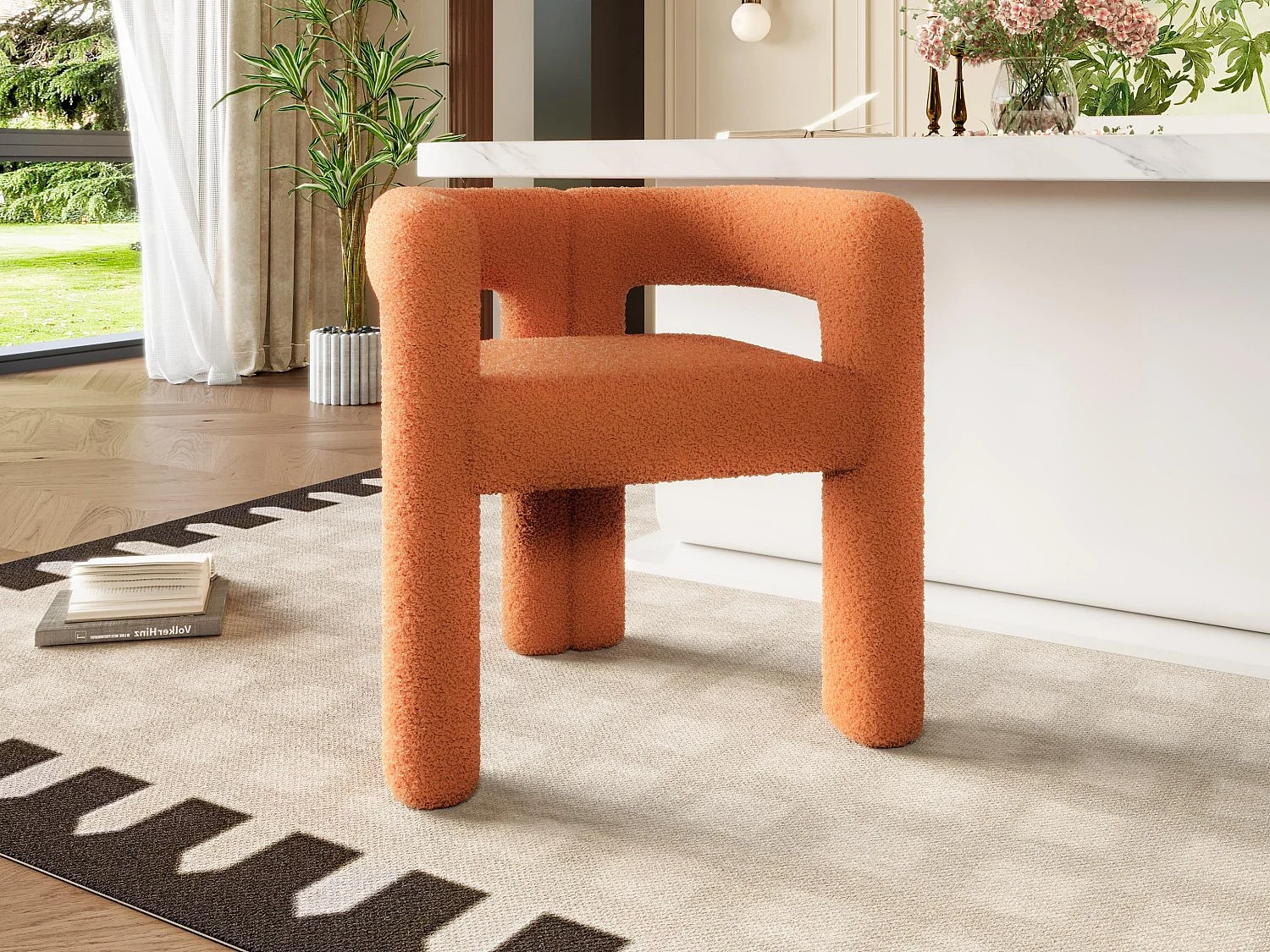 Teddy fluwelen stoel - patchwork-stijl - ideaal voor een café, woonkamer of familiediner