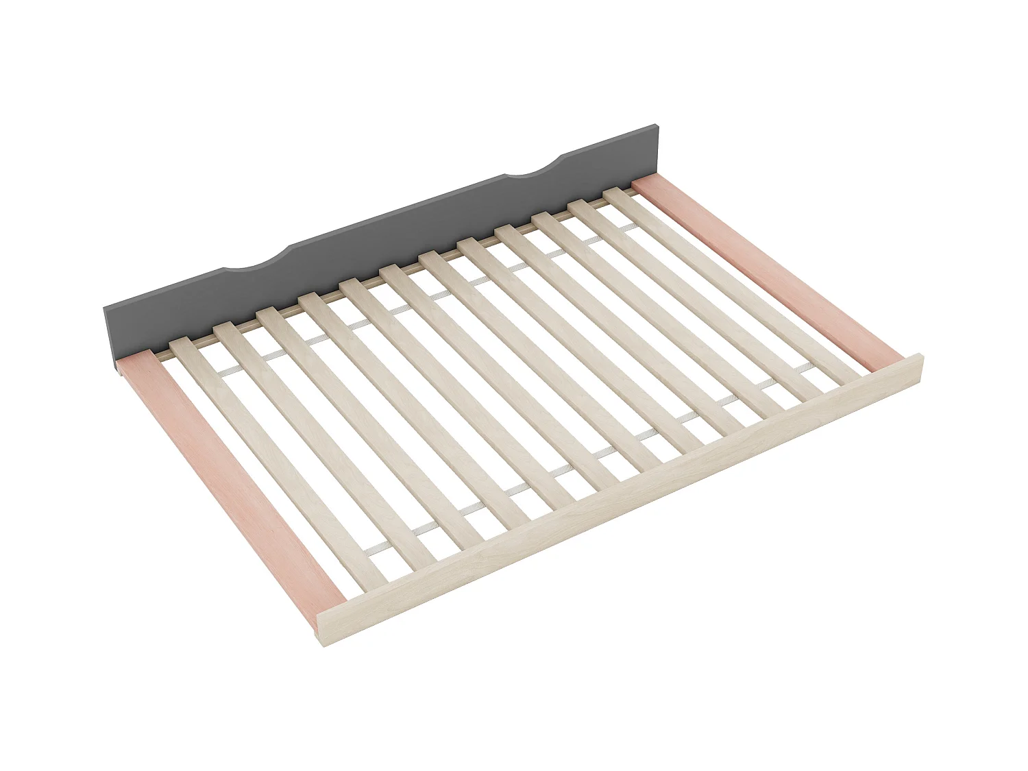 Lit gigogne enfant 90x200 cm avec sommier - tête de lit avec rangements et USB - bois - gris (sans matelas)