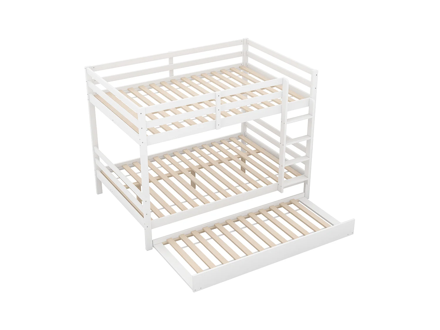 Kinderstapelbed 140x200 cm met uitschuifbed - valbeveiliging - hout - wit (zonder matras)