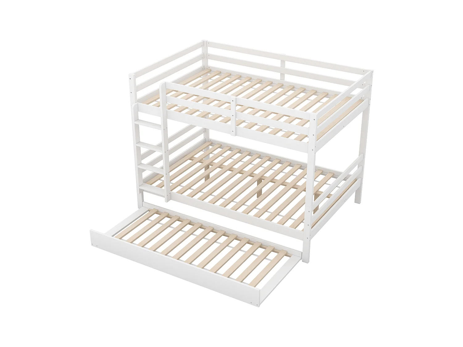 Kinderstapelbed 140x200 cm met uitschuifbed - valbeveiliging - hout - wit (zonder matras)