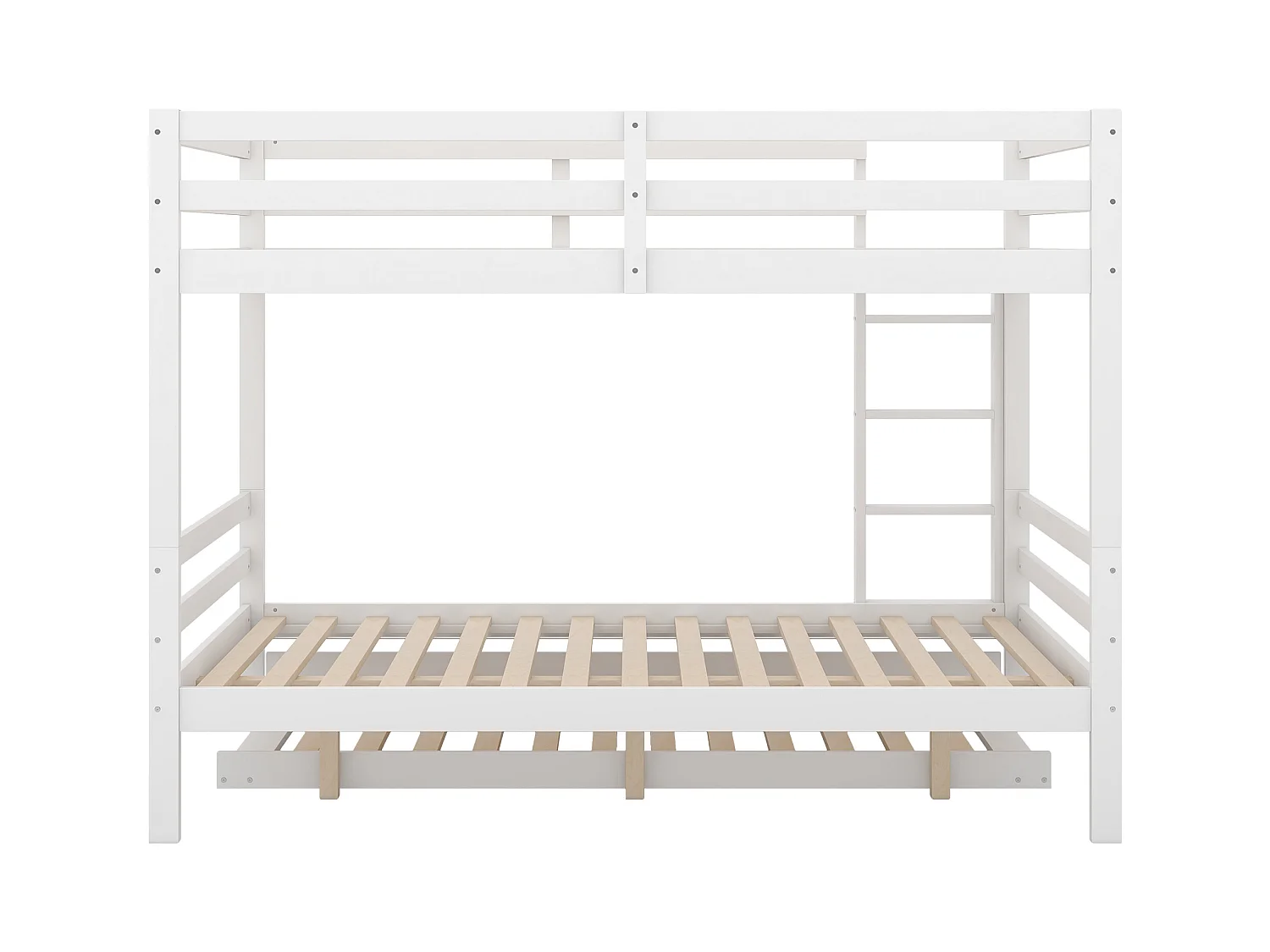 Kinderstapelbed 140x200 cm met uitschuifbed - valbeveiliging - hout - wit (zonder matras)