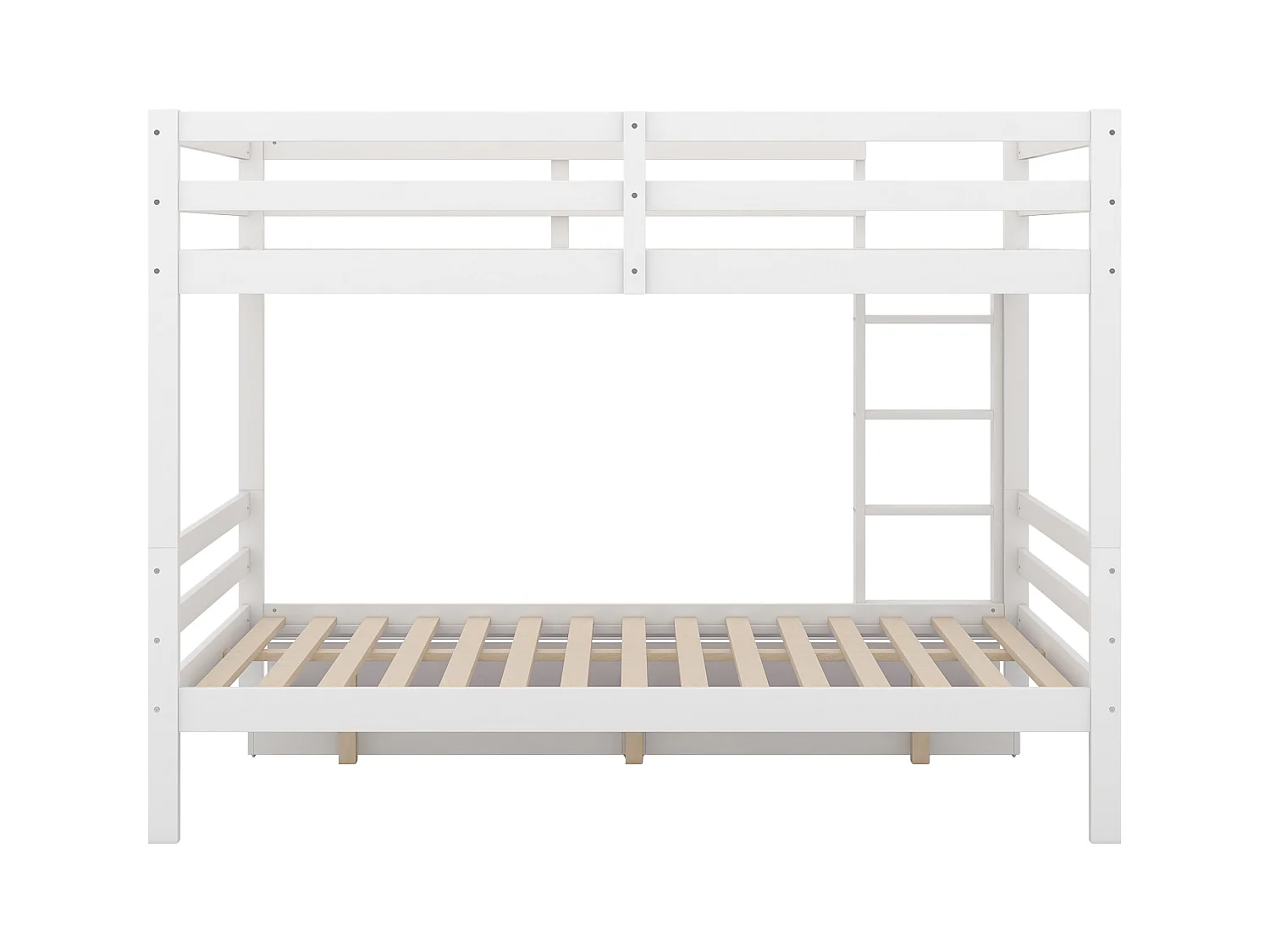 Lit superposé 140x200 cm avec 2 tiroirs - protection anti-chute - bois - blanc (sans matelas)