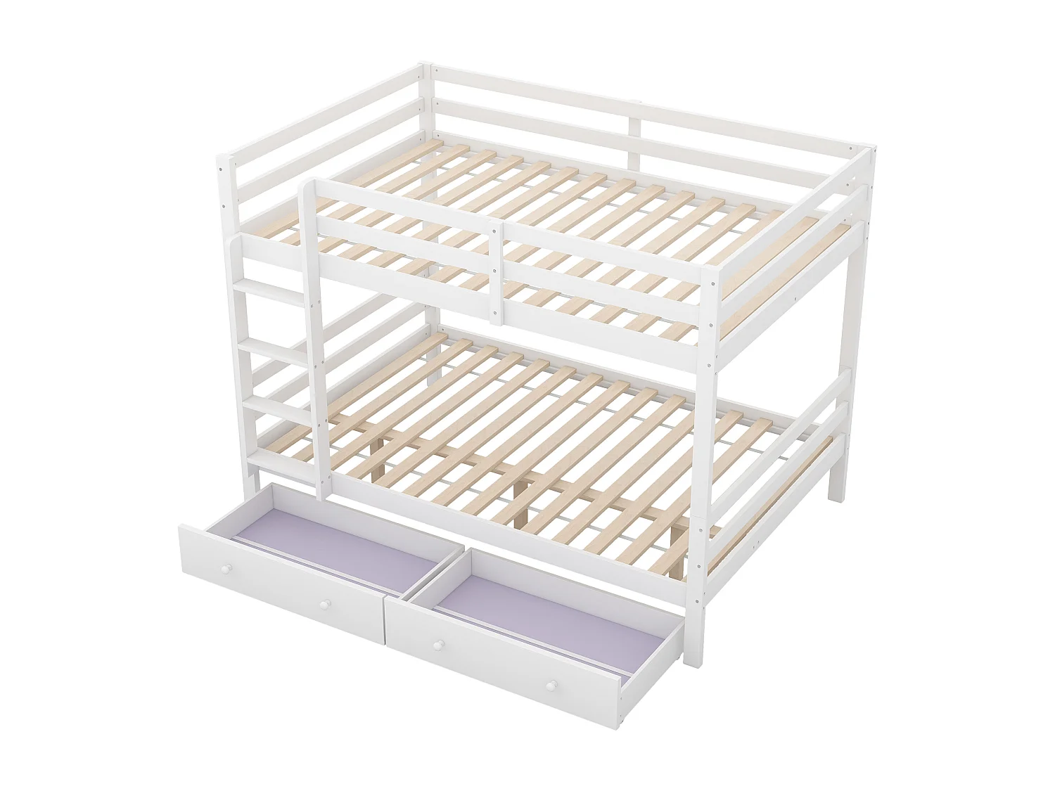 Kinderstapelbed 140x200 cm met 2 lades - anti-valbeveiliging - hout - wit (zonder matras)