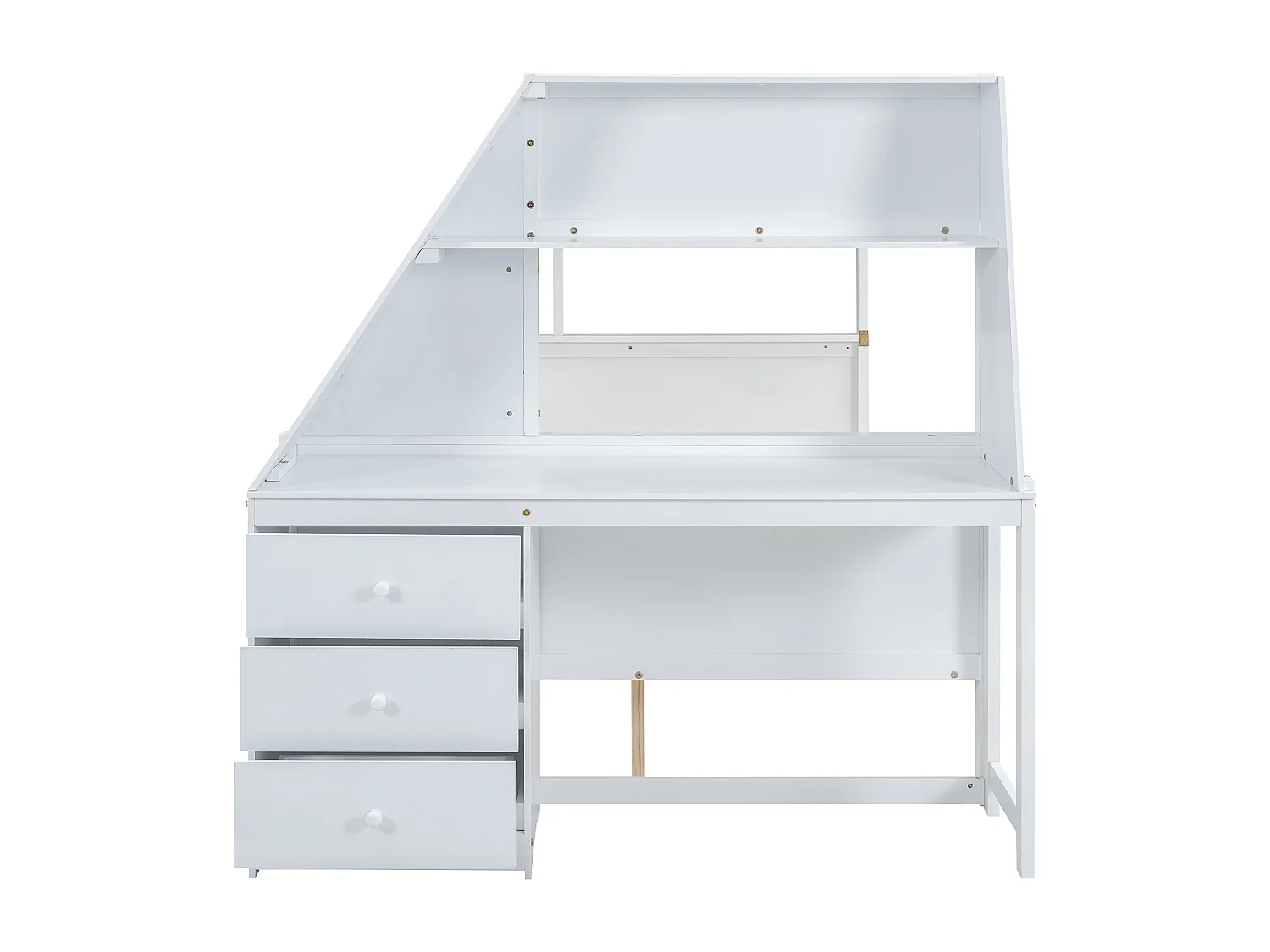 Kinderstapelbed 90/140x200 cm met bureau en 3 lades - anti-valbeveiliging - hout - wit (zonder matras)