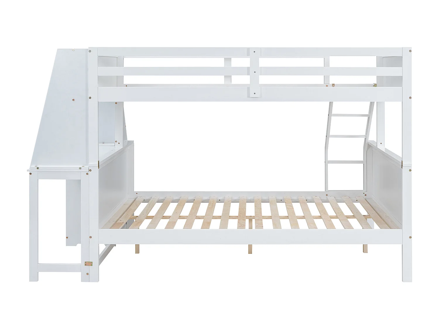 Kinderstapelbed 90/140x200 cm met bureau en 3 lades - anti-valbeveiliging - hout - wit (zonder matras)