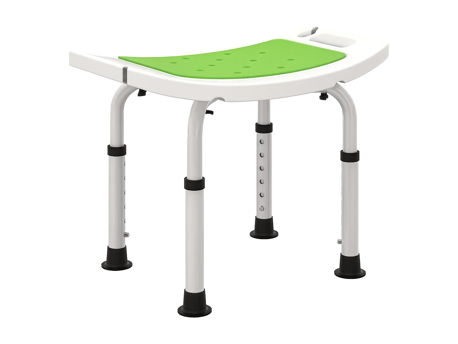 Siège de douche réglable en hauteur tabouret de douche ergonomique pieds antidérapants charge max. 135 Kg alu HDPE blanc vert