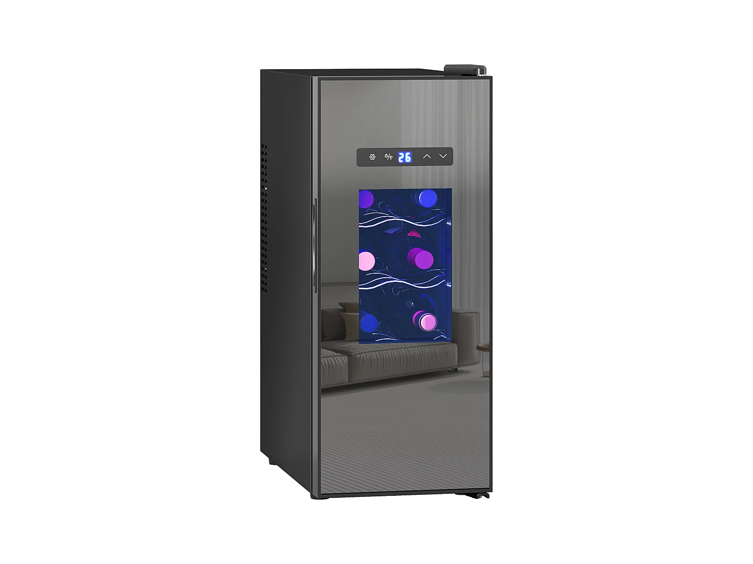 Cave à vin 12 bouteilles 30L thermoélectrique silencieuse - porte verre, éclairage LED, écran tactile numérique - noir