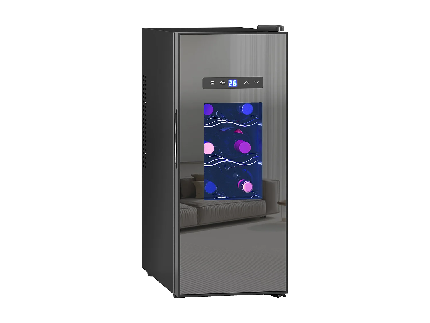 Cave à vin 12 bouteilles 30L thermoélectrique silencieuse - porte verre, éclairage LED, écran tactile numérique - noir