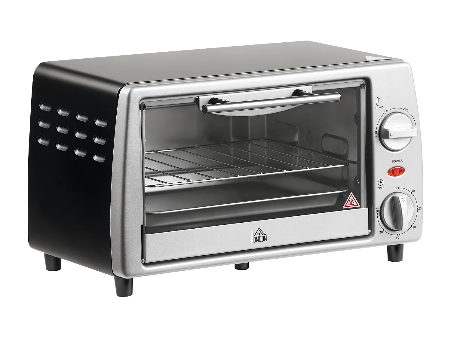 Mini four électrique 750W 10L - grille, plateau - température réglable 100-230°C, timer - noir argent