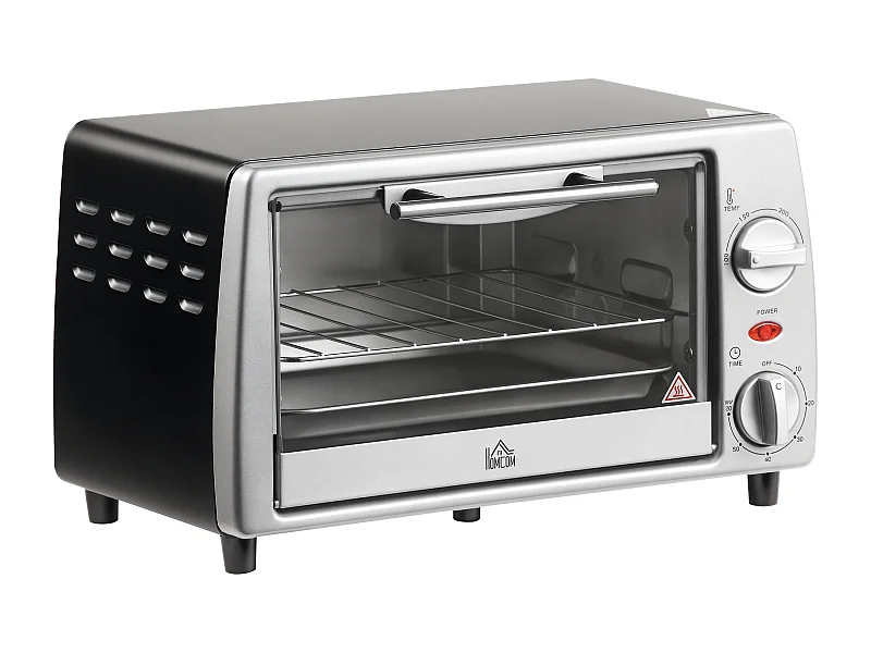 Mini four électrique 750W 10L - grille, plateau - température réglable 100-230°C, timer - noir argent