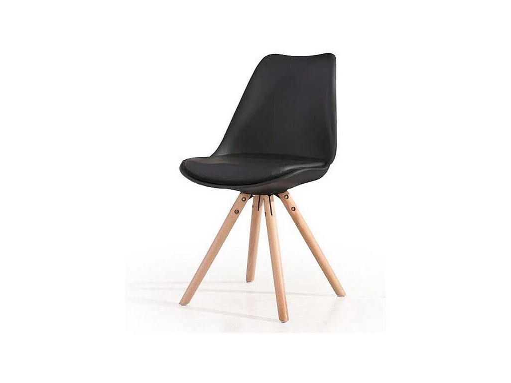 Lot 4 chaises noires pieds bois Hacken