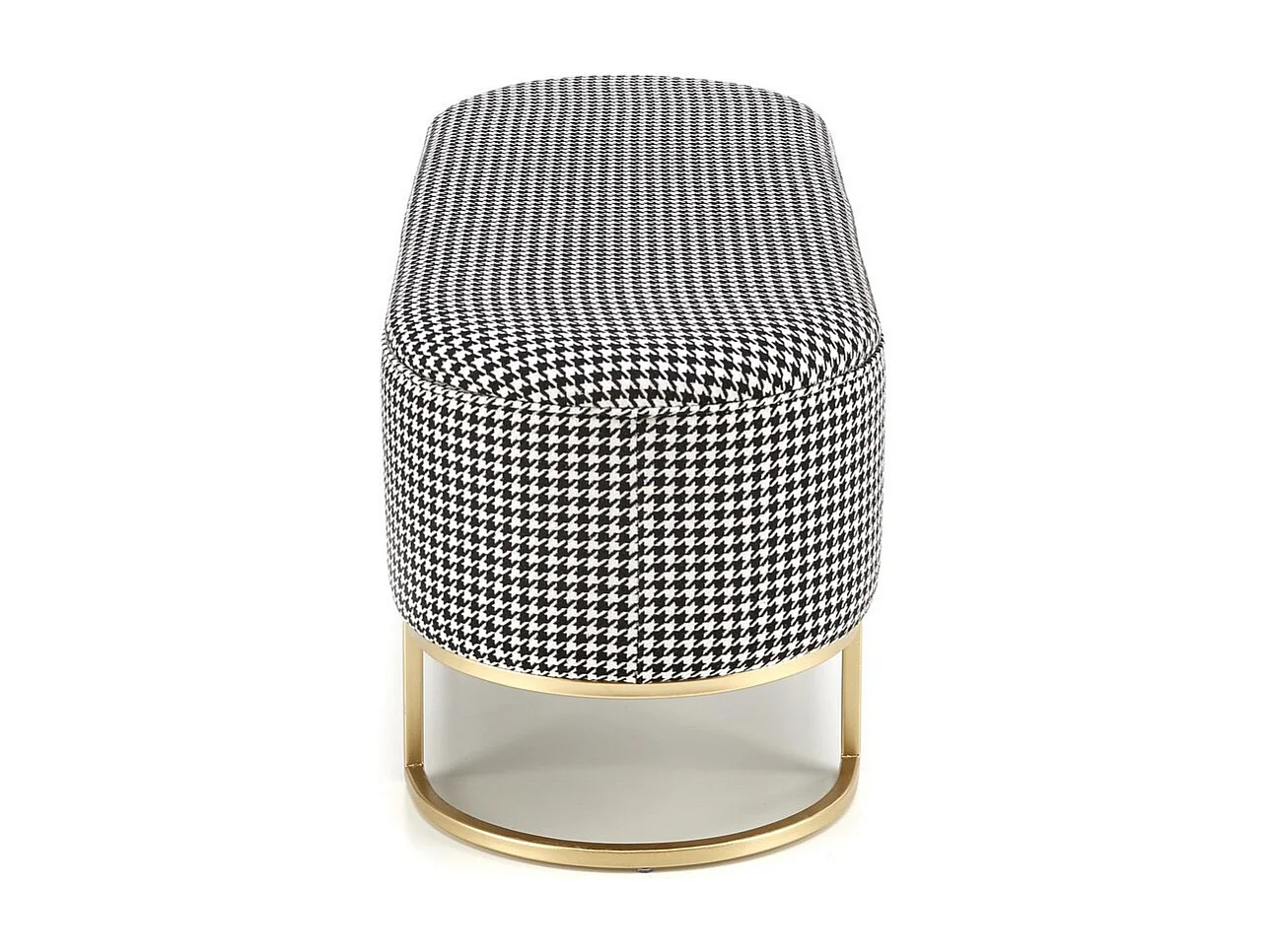 Mesilla de noche de tela de pata de gallo con caja y pies de oro de Lys