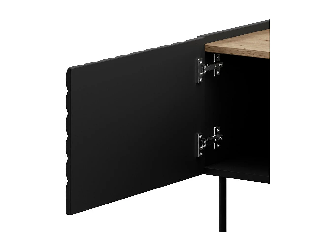 Soporte de TV 3D de 4 puertas Emile 200 cm de madera y negro mate