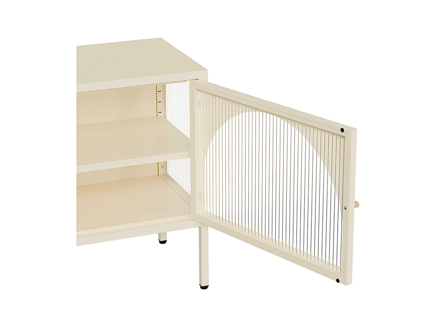 Meuble TV moderne 2 portes L115 cm en métal écru