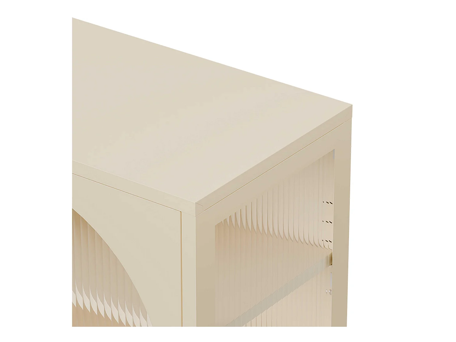 Meuble TV moderne 2 portes L115 cm en métal écru