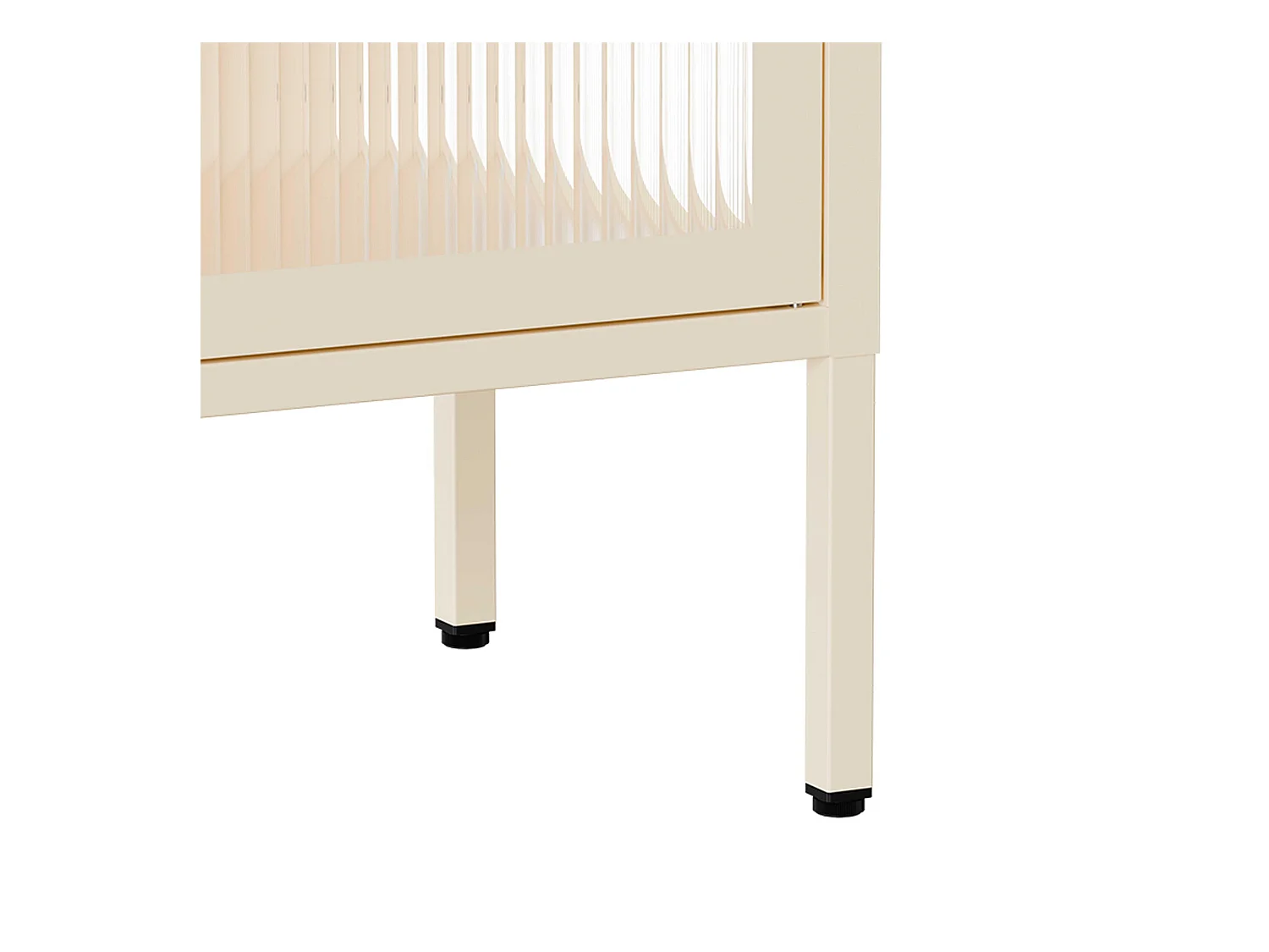 Meuble TV moderne 2 portes L115 cm en métal écru