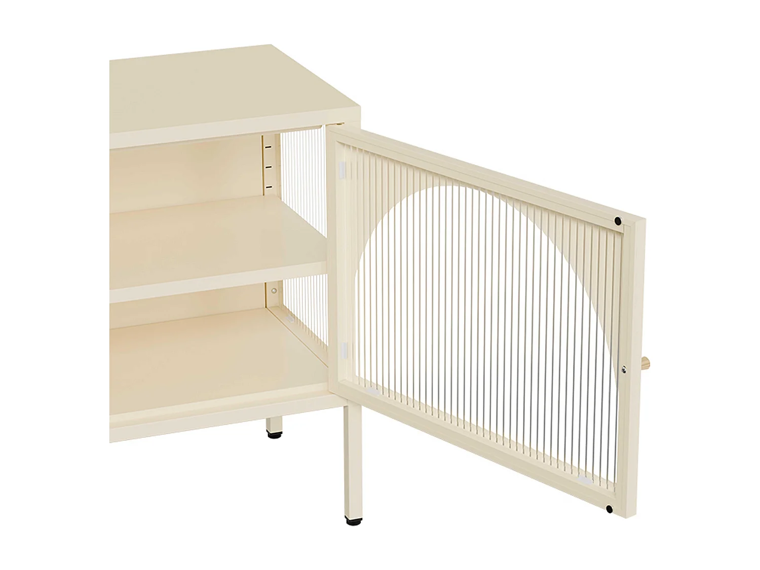 Meuble TV moderne 2 portes L115 cm en métal écru