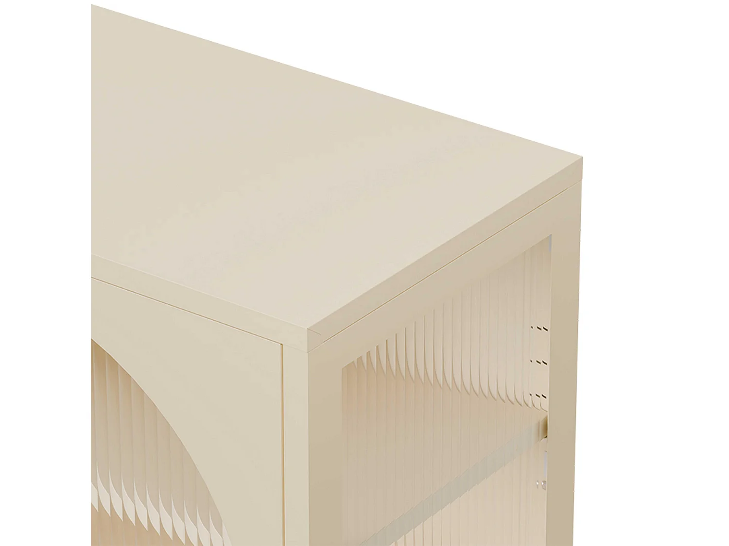 Meuble TV moderne 2 portes L115 cm en métal écru