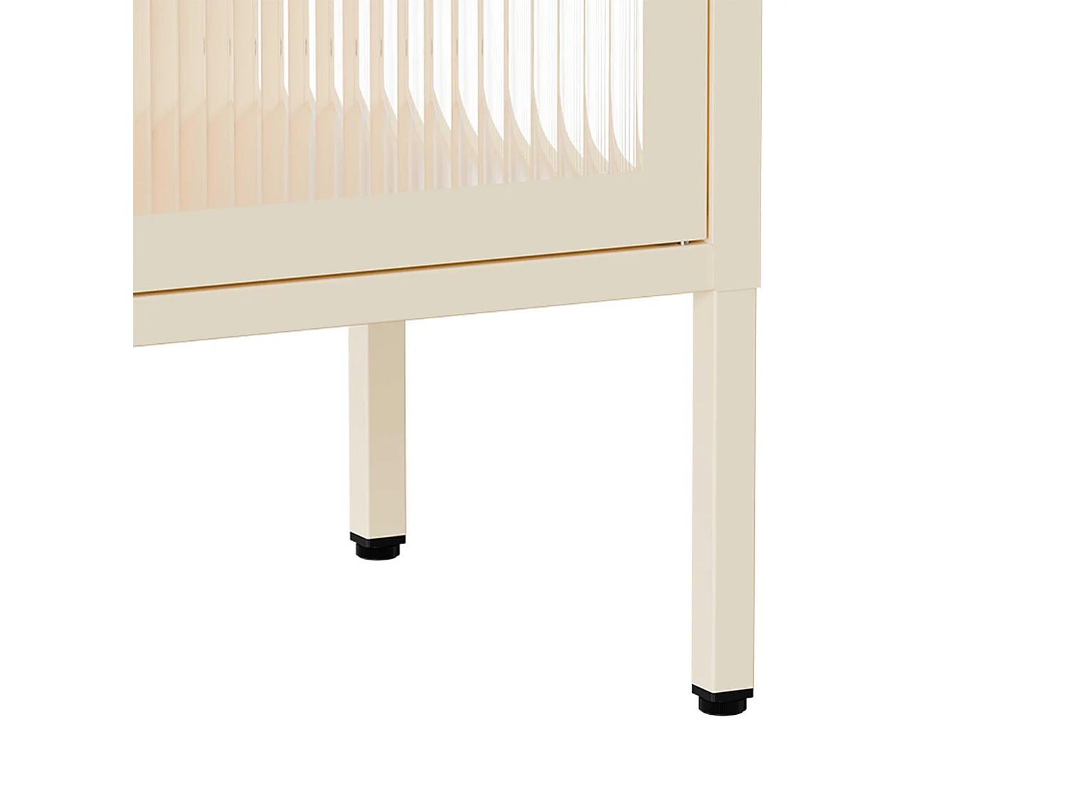 Meuble TV moderne 2 portes L115 cm en métal écru