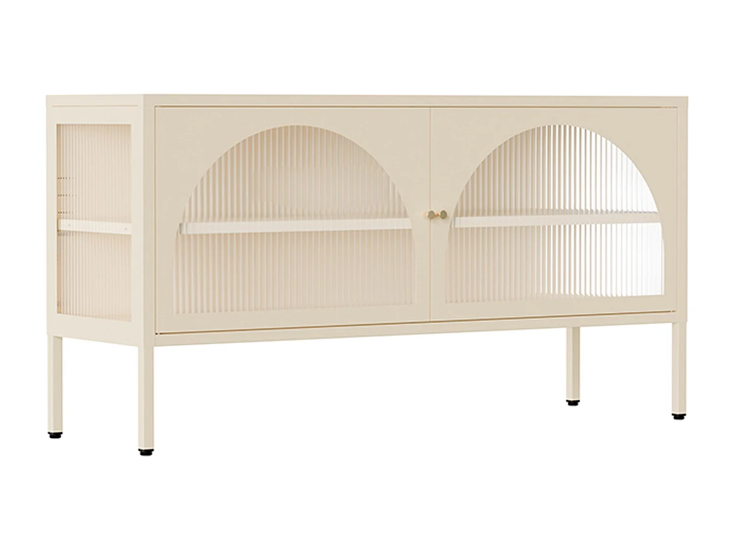 Meuble TV moderne 2 portes L115 cm en métal écru