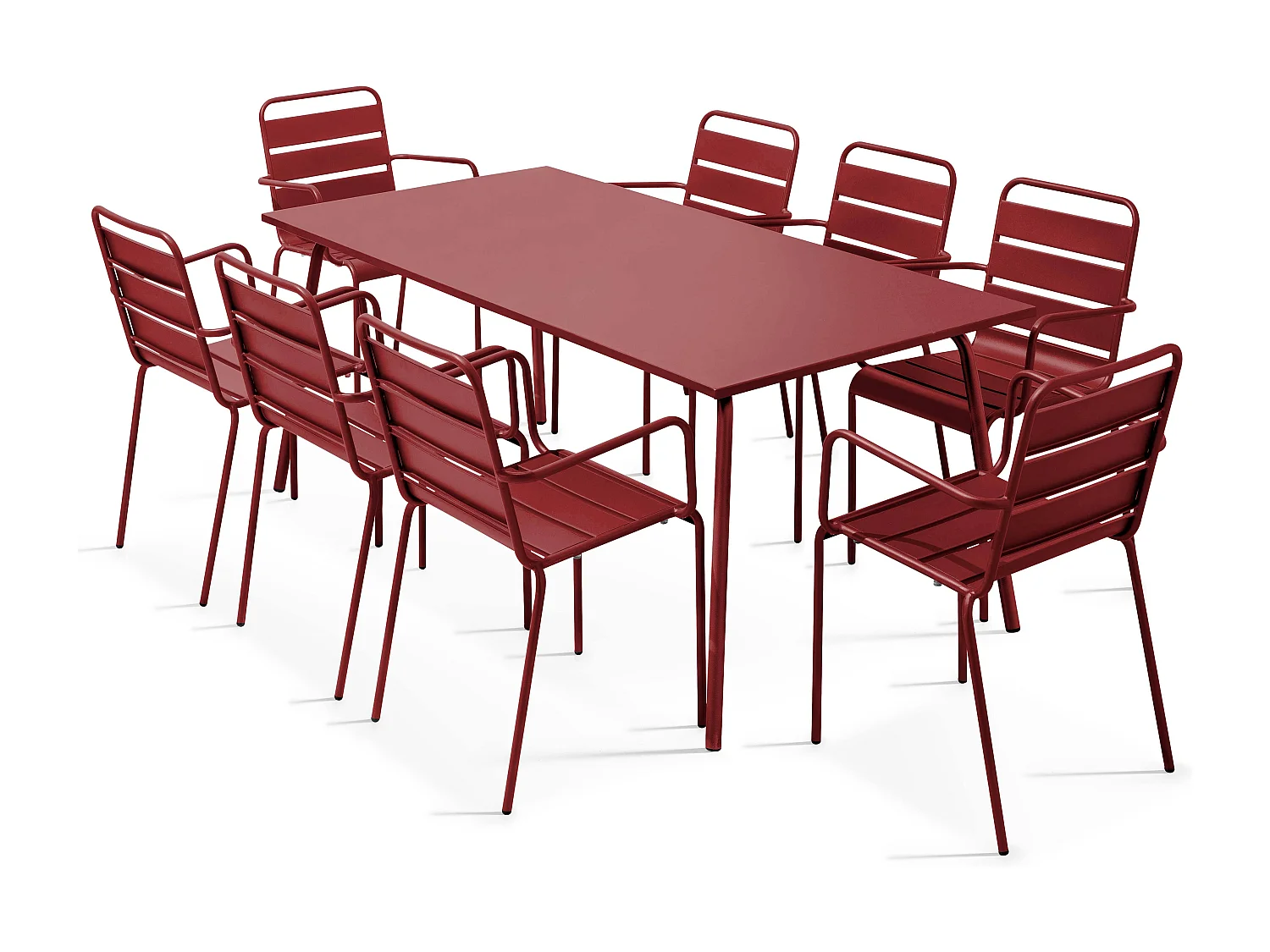 Ensemble table de jardin et 8 fauteuils en métal Pourpre - Palavas