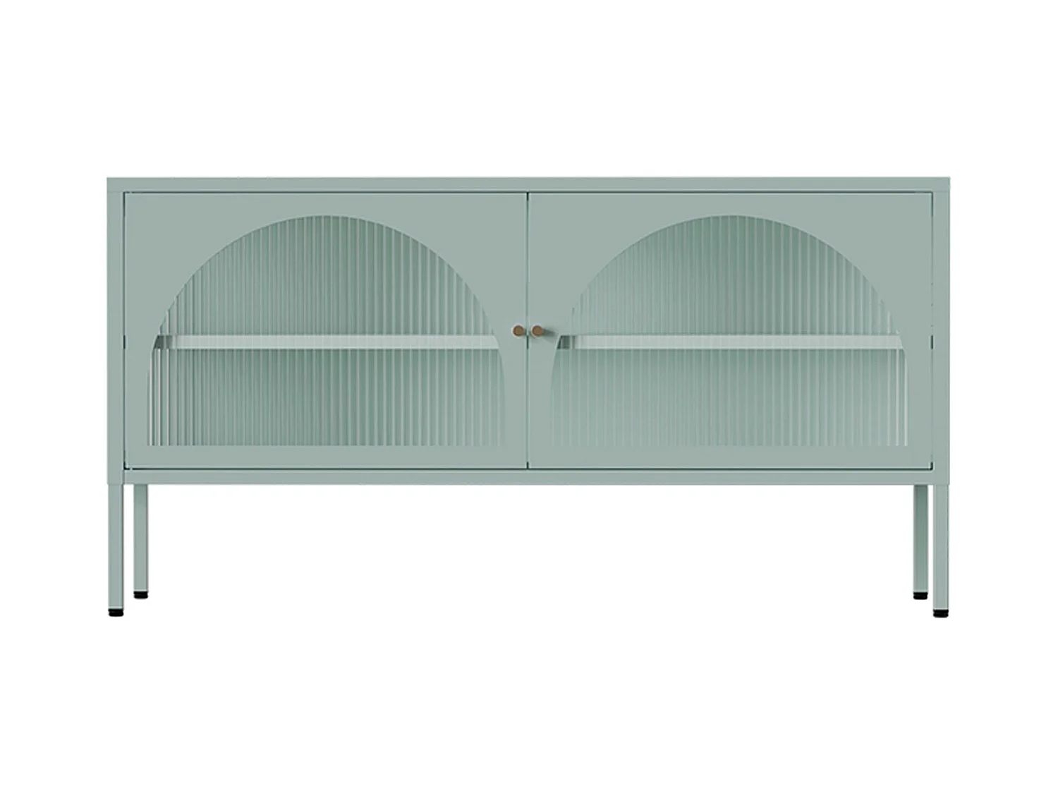 Meuble TV moderne 2 portes L115 cm en métal vert sauge