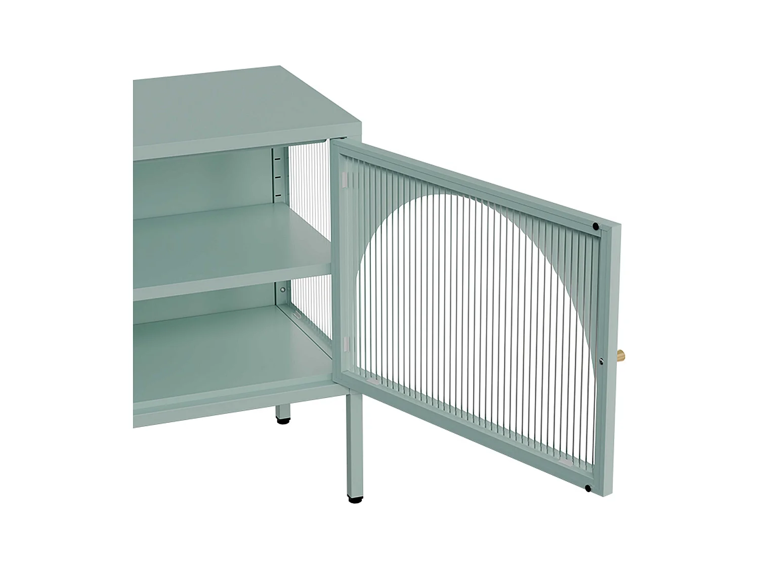 Meuble TV moderne 2 portes L115 cm en métal vert sauge